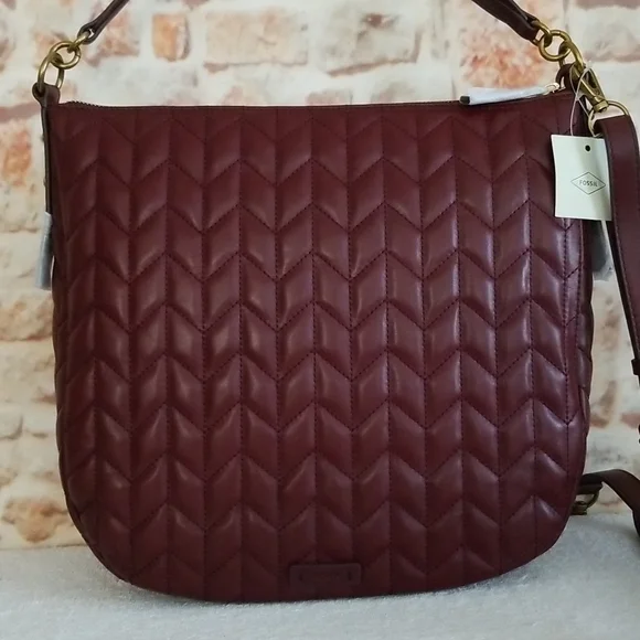 New Fossil Quilted Leather Hobo Bag - Picture 3 of 10